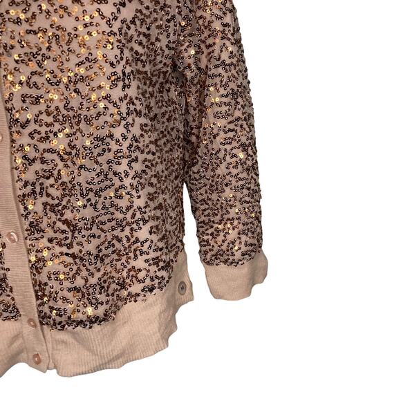 American Eagle Womens Rose Gold Sequin Cardigan Sweater Button Front Size Medium - Picture 14 of 16